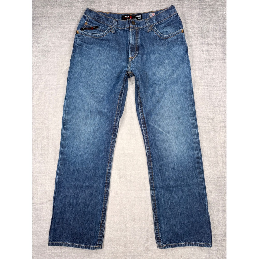 Ariat Jeans Mens 34x32 Blue Denim FR M4 Relaxed Boot Cut Flame Resistant Work